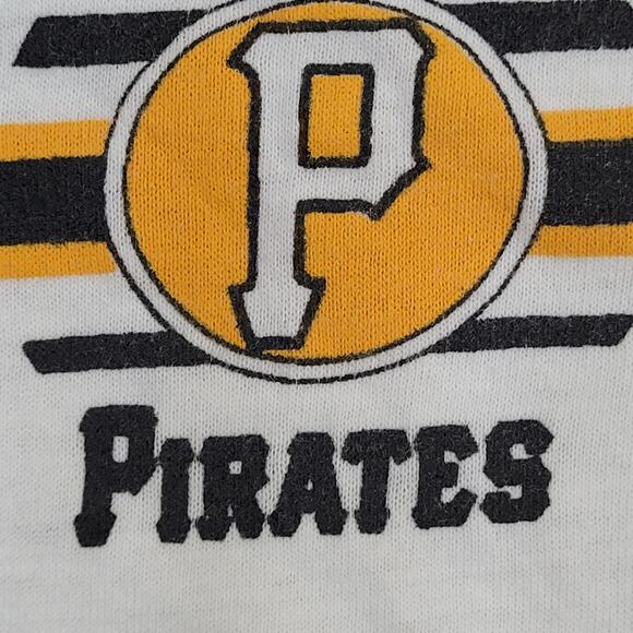 Vintage 80s Pittsburgh Pirates Shirt Womens S/M 18x23 White - Picture 14 of 16